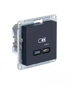 Розетка USB AtlasDesign тип C 65Вт QC PD высокоскор. ЗУ механизм карбон SE ATN001027
