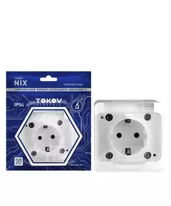 Розетка 1-м ОП Nix 16А IP54 250В с заземл. с прозр. крышкой бел. TOKOV ELECTRIC TKE-NX-R1Z-C01T-IP54