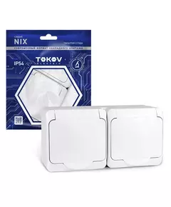 Розетка 2-м ОП Nix 16А IP54 250В с заземл. с крышкой бел. TOKOV ELECTRIC TKE-NX-R2Z-C01-IP54