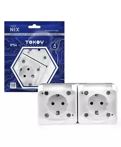 Розетка 2-м ОП Nix 16А IP54 250В с заземл. с прозр. крышкой бел. TOKOV ELECTRIC TKE-NX-R2Z-C01T-IP54