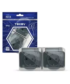 Розетка 2-м ОП Nix 16А IP54 250В с заземл. с прозр. крышкой сер. TOKOV ELECTRIC TKE-NX-R2Z-C06T-IP54