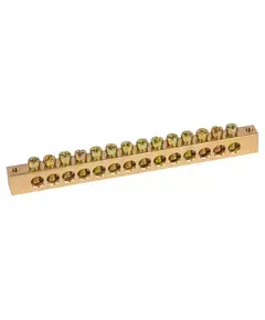 Шина NO-122-24 PEN "земля-ноль" 8х12мм 14/2 крепеж по краям латунь ЭРА Б0047239