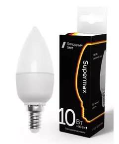 Лампа светодиодная Supermax "СВЕЧА" 10Вт цоколь E14 230В цветность 6400К КОСМОС Sup_LED10wCNE1464