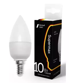 Лампа светодиодная Supermax 10Вт свеча E14 230В 4000К КОСМОС Sup_LED10wCNE1440