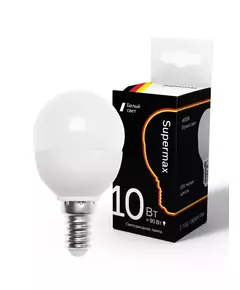 Лампа светодиодная Supermax 10Вт шар 45мм E14 230В 4000К КОСМОС Sup_LED10wGL45E1440