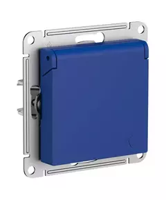 Розетка AtlasDesign 16А IP20 с заземл. со шторк. с крышкой механизм аквамарин SE ATN001146