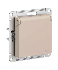 Розетка AtlasDesign 16А IP20 с заземл. со шторками с крышкой механизм песочн. SE ATN001246