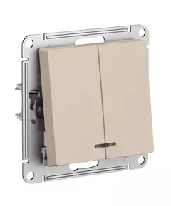 Выключатель 2-кл. AtlasDesign с подсветкой (сх.5а) 10AX мех. песочн. SE ATN001253