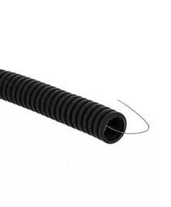 Труба гофрированная ПВХ d25мм с протяжкой черн. (уп.50м) Plast EKF tg-z-25-50-black