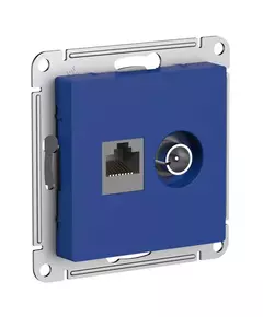 Розетка 2-м. AtlasDesign ТВ + компьютерная RJ45 кат. 5Е аквамарин SE ATN001189