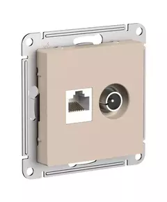 Розетка 2-м. AtlasDesign ТВ + компьютерная RJ45 кат. 5Е песочн. SE ATN001289
