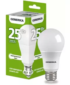 Лампа светодиодная A65 25Вт грушевидная 4000К E27 230В GENERICA LL-A65-25-230-40-E27-G