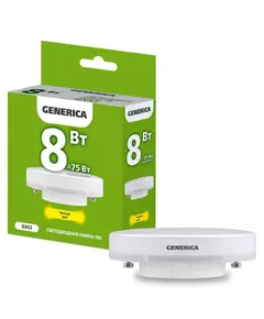 Лампа светодиодная T80 8Вт таблетка 3000К GX53 230В GENERICA LL-T80-08-230-30-GX53-G