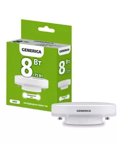 Лампа светодиодная T80 8Вт таблетка 4000К GX53 230В GENERICA LL-T80-08-230-40-GX53-G