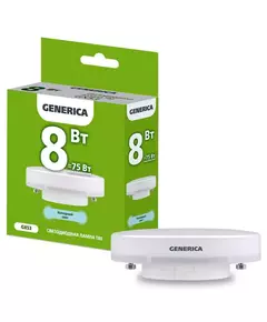 Лампа светодиодная T80 8Вт таблетка 6500К GX53 230В GENERICA LL-T80-08-230-65-GX53-G