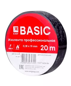 Изолента класс А 0.18х19мм (рул.20м) черн. EKF plc-iz-a-b