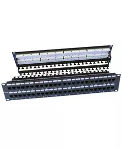 Патч-панель PP3-19-48-8P8C-C6-110D 19дюйм 2U 48 портов RJ45 кат.6 Dual IDC ROHS черн. (задн. каб. организат. в компл.) Hyperline 246108