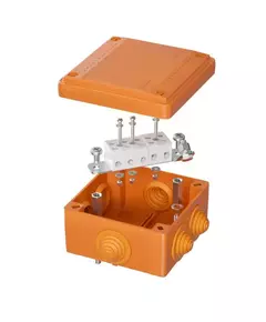 Коробка ответвительная FS 100х100х50мм 5р 450В 20А 10кв.мм с каб. вводами и клеммн. IP55 пластик. DKC FSB11510