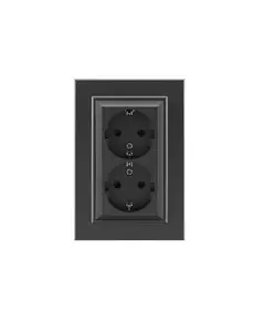 Розетка 2-м СП Karea 16А IP20 с/з дым. металлик Makel 56050082