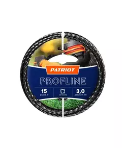 Леска Profline D3.0мм L15м (скрученный квадрат) 300-15-5 на пластиковой обойме черн. PATRIOT 805402211