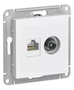 Розетка двойная AtlasDesign ТВ + компьютерная RJ45 кат. 5Е лотос SE ATN001389