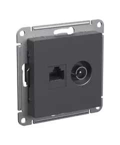 Розетка двойная AtlasDesign ТВ + компьютерная RJ45 кат. 5Е базальт SE ATN001489