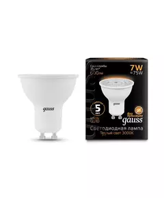 Лампа светодиодная Black 7Вт MR16 софит 3000К тепл. бел. GU10 600лм GAUSS 101506107