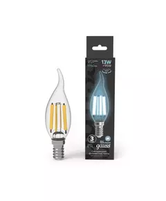 Лампа светодиодная филаментная Black Filament 13Вт свеча на ветру 4100К нейтр. бел. E14 1150лм GAUSS 104801213