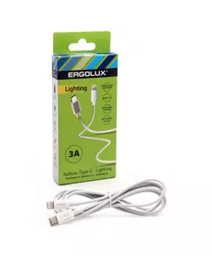 Кабель USB ELX-CDC04-C01 Type C-Lightning 3А 1.2м зарядка+передача данных коробка бел. ERGOLUX 15098