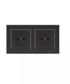 Розетка 2-м СП Karea 10А IP20 б/з дым. металлик Makel 56050017