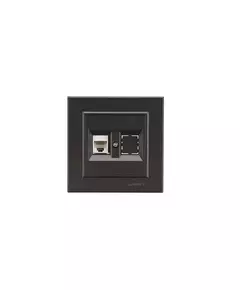Розетка компьютерная+гнездо СП Karea 16А IP20 CAT 5 дым. металлик Makel 56050035
