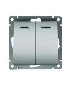 Выключатель 2-кл. СП Афина 10А IP20 с подсветкой механизм серебр. Universal A0123-S