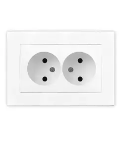Розетка 2-м СП Афина 16А IP20 без заземл. в сборе бел. Universal A0102
