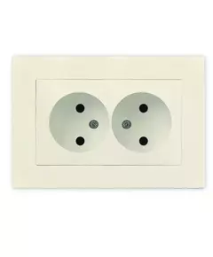 Розетка 2-м СП Афина 16А IP20 без заземл. в сборе сл. кость (ivory) Universal A0102-I