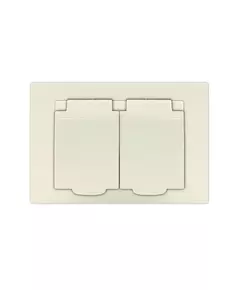 Розетка 2-м СП Афина 16А IP20 с заземл. c крышкой в сборе сл. кость (ivory) Universal A0031-I