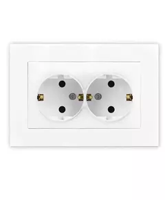 Розетка 2-м СП Афина 16А IP20 с заземл. в сборе бел. Universal A0128