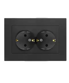 Розетка 2-м СП Афина 16А IP20 с заземл. в сборе графит Universal A0128-Gr
