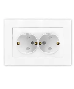 Розетка 2-м СП Афина 16А IP20 с заземл. защ. шторки в сборе бел. Universal A0050