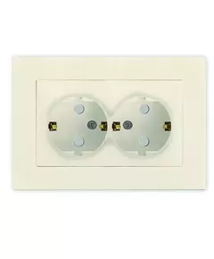 Розетка 2-м СП Афина 16А IP20 с заземл. защ. шторки в сборе сл. кость (ivory) Universal A0050-I