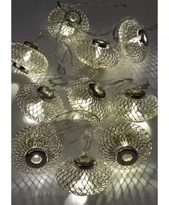 Гирлянда светодиодная "Фонарики" хром 5х3см 10LED тепл. бел. 1.8+0.3м КОСМОС KOC_GIR-B120