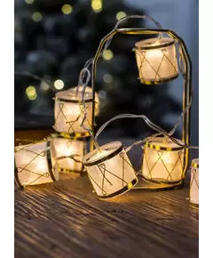Гирлянда светодиодная "Барабаны" pvc 5х4см 10LED тепл. бел. 1.8+0.3м КОСМОС KOC_GIR-B117