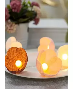 Гирлянда светодиодная "Цветы" красн. гамма 10LED ткань тепл. бел. 1.8+0.3м КОСМОС KOC_GIR-B109