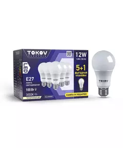 Лампа светодиодная 12Вт А60 3000К Е27 176-264В Promo 5+1 TOKOV ELECTRIC Promo-A60-E27-12-3K
