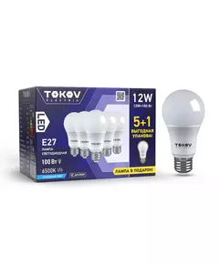 Лампа светодиодная 12Вт А60 6500К Е27 176-264В Promo 5+1 TOKOV ELECTRIC Promo-A60-E27-12-6.5K