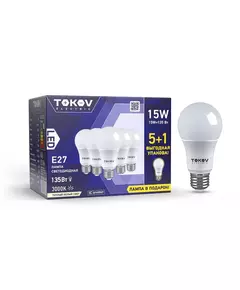Лампа светодиодная 15Вт А60 3000К Е27 176-264В Promo 5+1 TOKOV ELECTRIC Promo-A60-E27-15-3K