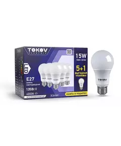Лампа светодиодная 15Вт А60 4000К Е27 176-264В Promo 5+1 TOKOV ELECTRIC Promo-A60-E27-15-4K