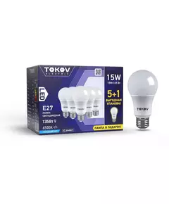 Лампа светодиодная 15Вт А60 6500К Е27 176-264В Promo 5+1 TOKOV ELECTRIC Promo-A60-E27-15-6.5K