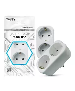 Разветвитель 2-м с заземл. 16А 250В IP20 полипропилен бел. TOKOV ELECTRIC TKL-S2Z-C01