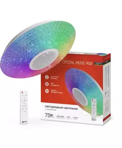 Светильник светодиодный COMFORT CRYSTAL-MUSIC-RGB 75Вт 230В 3000-6500К 6000лм 505х125мм с пультом ДУ IN HOME 4690612044569
