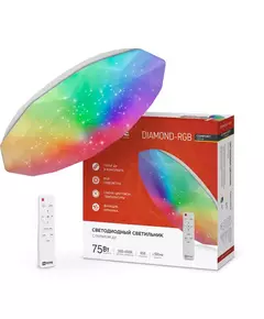 Светильник светодиодный COMFORT DIAMOND-RGB 75Вт 230В 3000-6500К 6000лм 500х90мм с пультом ДУ IN HOME 4690612044583